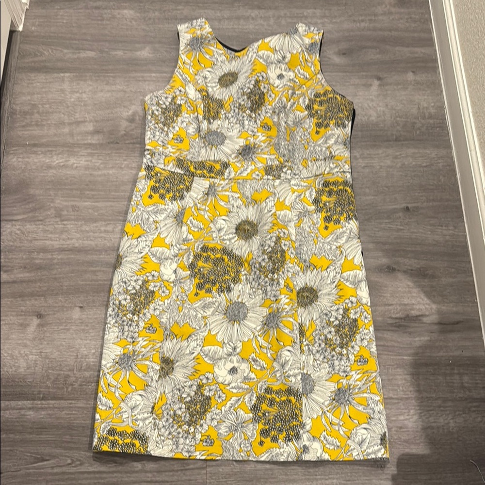 Liberty of London Sunflower Yellow and Black/White Floral Midi Dress